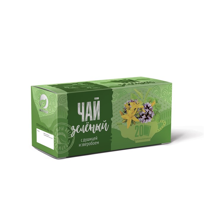 Чай зелёный с душицей и зверобоем, 20 фильтр-пакетов по 1,5 г - фото 10201