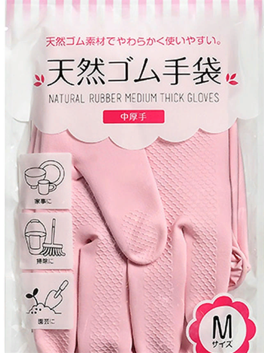 Перчатки хозяйственные латексные толстые розовые М - фото 9990
