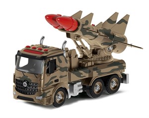 Военная машина-конструктор 2 ракеты фрикционная свет звук 1:12 28см Funky toys FT61167