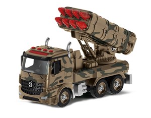 Военная машина-конструктор с ракетной установкой фрикционная свет звук 1:12 28см Funky toys FT61168